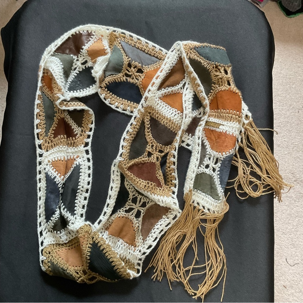 Boho Crochet Patchwork Style Scarf - image 3